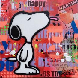 Painting HAPPY by Euger Philippe | Painting Pop-art Acrylic, Gluing Pop icons
