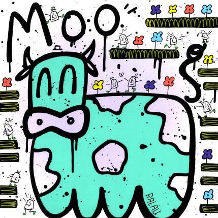 Peinture Cow map par Ralau | Tableau Art Singulier Acrylique, Posca Animaux