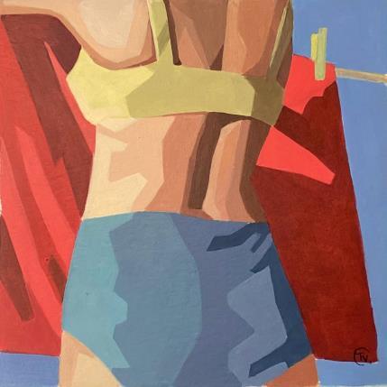 Peinture j'arrive par Colin Véronique | Tableau Figuratif Acrylique Minimaliste, Portraits, Scènes de vie