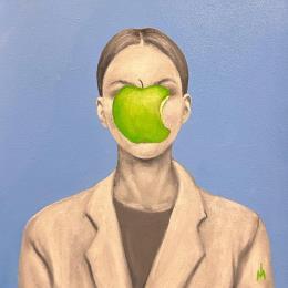 Painting Apple  by Ivanova Margarita | Painting Surrealism Oil Pop icons, Portrait