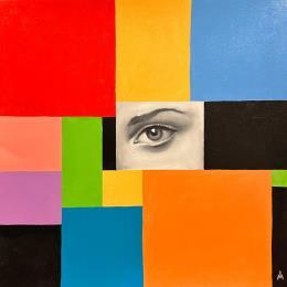 Painting Peephole by Ivanova Margarita | Painting Pop-art Oil Portrait