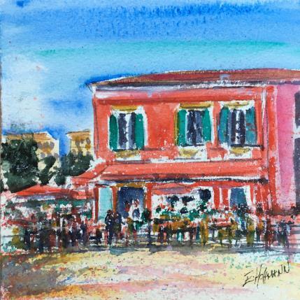Peinture  Rouge café  par Hoffmann Elisabeth | Tableau Figuratif Aquarelle Urbain