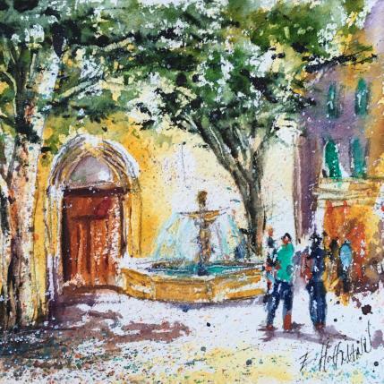 Painting Parvis by Hoffmann Elisabeth | Painting Figurative Watercolor Urban