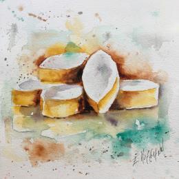 Painting  Cinq Calissons d’Aix by Hoffmann Elisabeth | Painting Figurative Watercolor Pop icons, Still-life, Urban