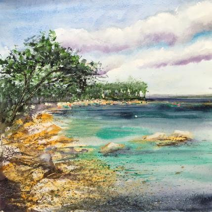 Painting  Doux clapotis by Hoffmann Elisabeth | Painting Figurative Watercolor Marine