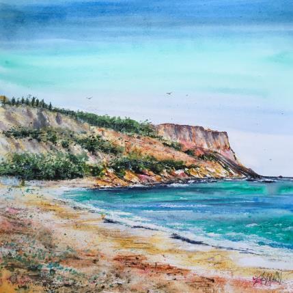 Peinture Vue sur le Cap par Hoffmann Elisabeth | Tableau Figuratif Aquarelle Marine