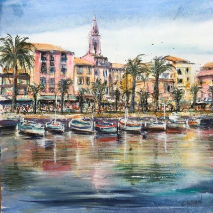 Painting Beaux alignements  by Hoffmann Elisabeth | Painting Figurative Watercolor Marine, Urban