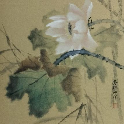 Peinture Lotus par Du Mingxuan | Tableau Figuratif Aquarelle, Encre Nature