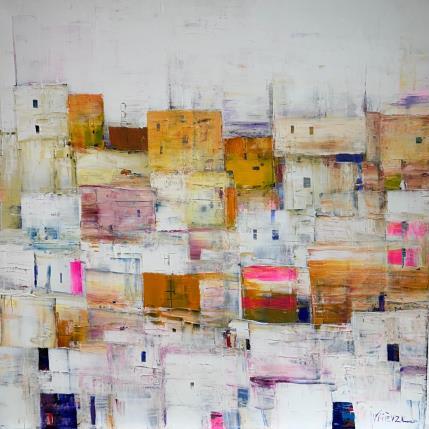 Peinture La ville rose et jaune par Fièvre Véronique | Tableau Figuratif Acrylique