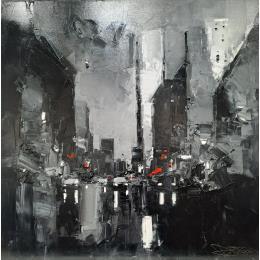 Peinture Black City par Castan Daniel | Tableau Figuratif Huile Urbain