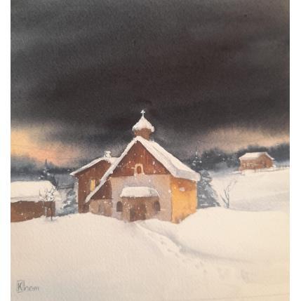 Peinture Church in the mountains par Lida Khomykova | Tableau Figuratif Aquarelle