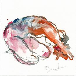 Pintura Marine penchée  por Brunel Sébastien | Pintura Figurative Watercolor Nude