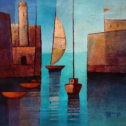 Painting L'entrée du port AP 118 by Burgi Roger | Painting Figurative Acrylic Marine