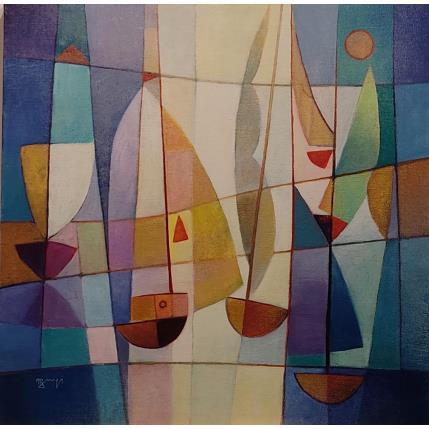 Painting Toutes voiles dehors AN 152 by Burgi Roger | Painting Figurative Acrylic Marine