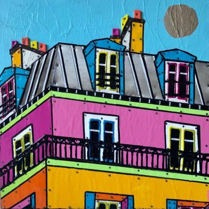 Peinture Vive la vie ! par Lovisa | Tableau Figuratif Acrylique, Collage, Feuille d'argent, Posca, Upcycling Urbain