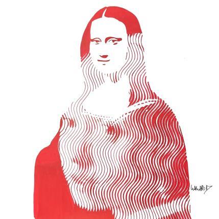 Peinture Joconde x Vermeer rouge par Wawapod | Tableau Pop-art Acrylique, Posca Icones Pop