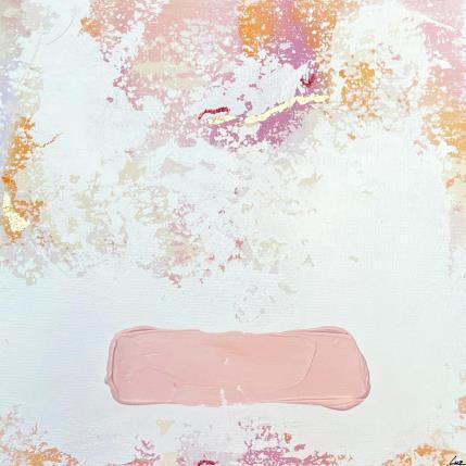 Peinture Les flammes du ciel par Luz Alexandra | Tableau Abstrait Acrylique, Feuille d'or, Pastel Minimaliste