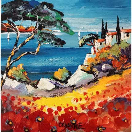 Peinture Coquelicots en Provence par Cédanne | Tableau Figuratif Huile Paysages