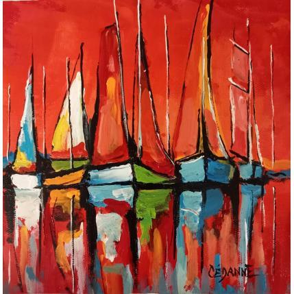 Peinture Coucher de soleil près de Nice par Cédanne | Tableau Figuratif Huile Paysages