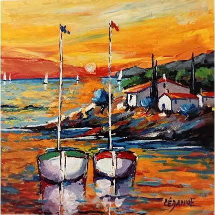 Peinture Coucher de soleil à Saint-Jean-Cap-Ferrat par Cédanne | Tableau Figuratif Huile Paysages