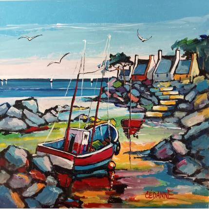 Peinture Marée basse vers Pont-Aven Bretagne par Cédanne | Tableau Figuratif Huile Paysages