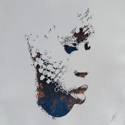 Peinture LOST IN THOUGHTS par Louafi Valentine | Tableau Figuratif Papier Minimaliste, Portraits