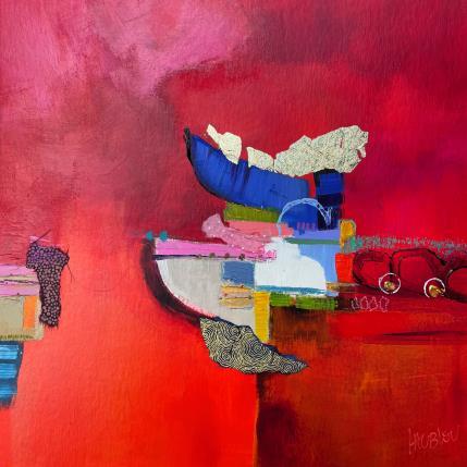 Painting Sortie du port St Louis by Lau Blou | Painting Abstract Acrylic, Cardboard, Gluing, Gold leaf Landscapes