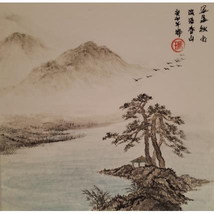 Peinture L'eau comme le ciel par Amblard Rui | Tableau Figuratif Aquarelle, Encre Paysages