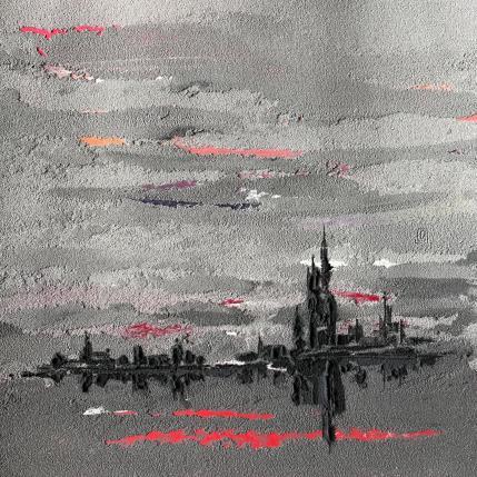 Peinture Carré d'Instant II par CMalou | Tableau Matiérisme Sable Minimaliste