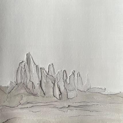 Peinture Carré Grain de Sable Blanc par CMalou | Tableau Matiérisme Sable Minimaliste