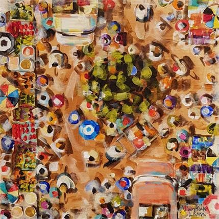 Pintura Place du marché  1 por Lama Niankoye | Pintura Figurative Acrylic Life style