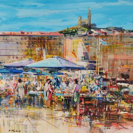 Painting Il est frais mon poisson !  by Frédéric Thiery | Painting Figurative Acrylic Landscapes, Life style, Marine