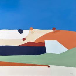 Painting Paysage bleu by Hirson Sandrine  | Painting Abstract Oil