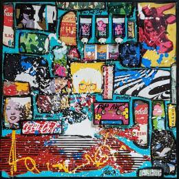 Painting POP POP POP by Costa Sophie | Painting Pop-art Acrylic, Gluing, Upcycling Pop icons