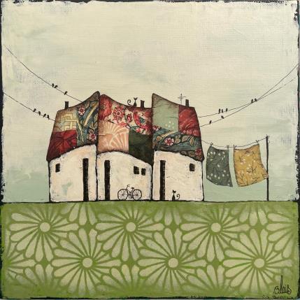 Peinture Sérénité 27 par Blais Delphine | Tableau Figuratif Acrylique, Collage