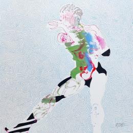 Peinture Baiser volé par Cressanne | Tableau Figuratif Acrylique, Encre Nu