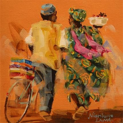 Peinture Le couple 2 par Lama Niankoye | Tableau Figuratif Acrylique Scènes de vie