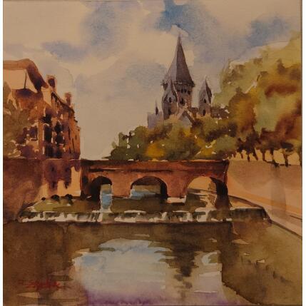 Peinture L'eau paisible par Seruch Capouillez Isabelle | Tableau Figuratif Aquarelle Urbain