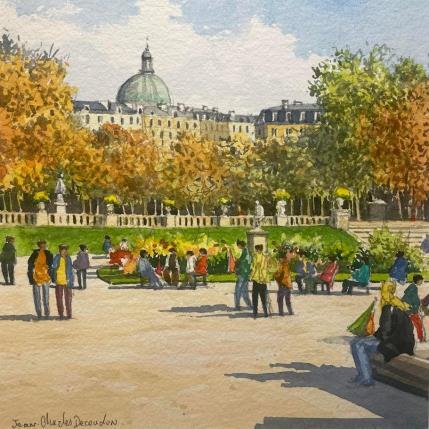 Peinture Paris, les jardins du Luxembourg par Decoudun Jean charles | Tableau Figuratif Aquarelle Urbain