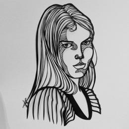 Painting Polina by Atalanta Vanessa | Painting  Paper Black & White, Portrait