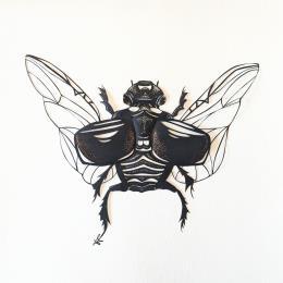 Painting Bousier by Atalanta Vanessa | Painting  Paper Animals, Black & White, Nature