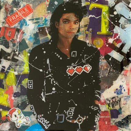 Painting MICHAEL JACKSON by Nathy | Painting Pop-art Acrylic, Gluing, Graffiti, Paper, Posca, Resin Pop icons