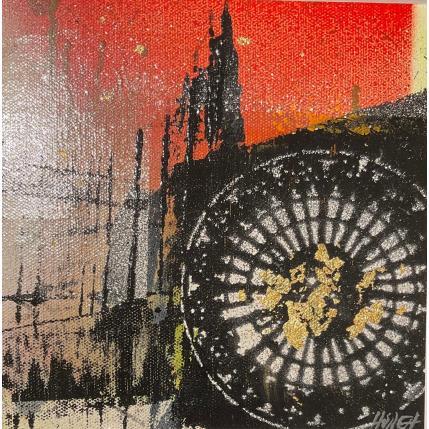 Peinture Red Spirit Cathédrale Strasbourg par Horea | Tableau Figuratif Huile Urbain