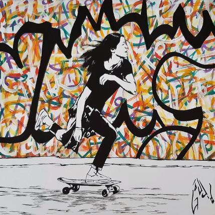 Peinture SKATER GIRL par Di Vicino Gaudio Alessandro | Tableau Street Art Acrylique Mode, Scènes de vie, Sport
