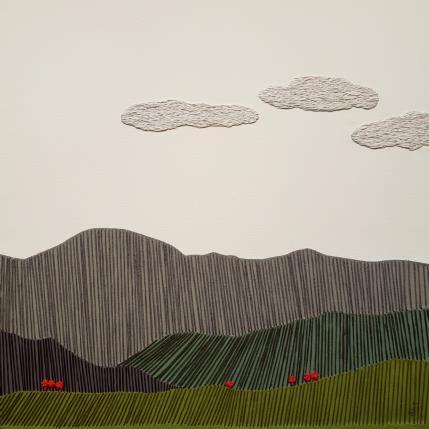 Peinture Embroidered serenity par Vazquez Laila | Tableau Figuratif Acrylique, Textile Paysages