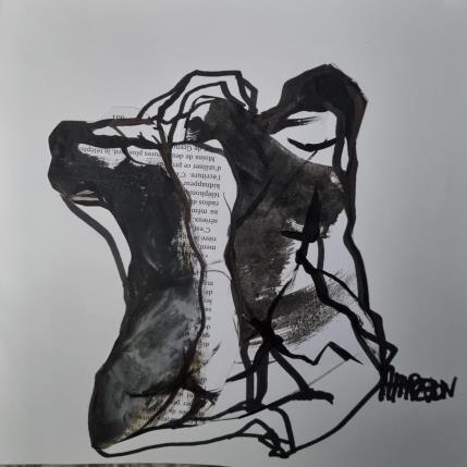 Painting F3 Écriture 1 by Chaperon Martine | Painting Figurative Acrylic Nude