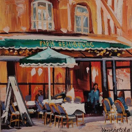 Peinture Café Paris Beaubourg par Novokhatska Olga | Tableau Figuratif Acrylique, Huile Urbain