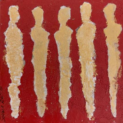 Peinture rouge d'or par Rocco Sophie | Tableau Art Singulier Acrylique, Collage, Sable