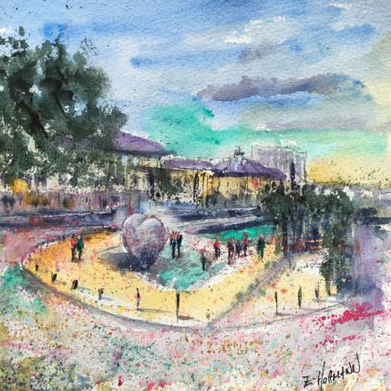 Peinture Troyes 178 Rendez-vous au coeur  par Hoffmann Elisabeth | Tableau Figuratif Aquarelle Urbain