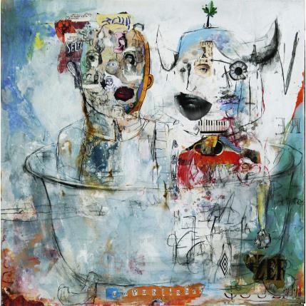 Peinture Dessin désanimé par De Sousa Miguel | Tableau Art Singulier Acrylique, Collage Scènes de vie